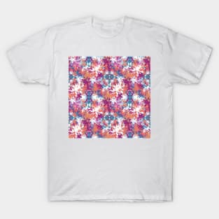 Multicoloured contemporary flower vibes pattern T-Shirt